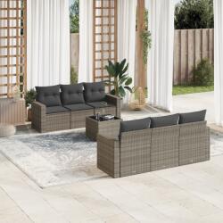 vidaXL 7 részes szürke polyrattan kerti ülőgarnitúra párnákkal (3218700)