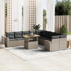 vidaXL 11 részes szürke polyrattan kerti ülőgarnitúra párnákkal (3271508)