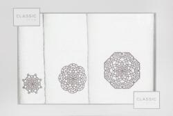 Eurofirany Mandala 3db-os hímzett törölköző szett Fehér/grafit