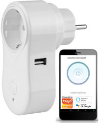 Goldlux (Polux) Smart Wifi SMART Tuya USB aljzat 16A kapcsolóval (SANTUY0415)