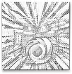  PontPöttyöző - Absztrakt dobok Méret: 50x50cm, Keretezés: Kerek keret, Szín: Kék