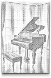  PontPöttyöző - Fekete zongora Méret: 40x60cm, Keretezés: Műanyagtáblával, Szín: Zöld