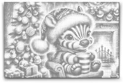 PontPöttyöző - Karácsonyi zebra és egy csésze kávé Méret: 40x60cm, Keretezés: Műanyagtáblával, Szín: Fekete