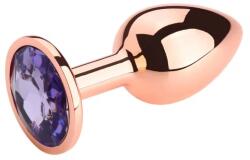 Passion Labs Anal Plug Charm Medium, Rose Gold, Light Purple Crystal