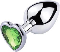 Passion Labs Hearty Buttplug, Medium, Silver/Light Green