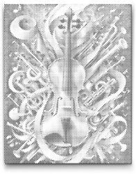 PontPöttyöző - Absztrakt hegedű Méret: 30x40cm, Keretezés: Keret nélkül (csak a vászon), Szín: Fekete