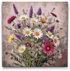  Festés számok szerint - Egy csokor réti virág Méret: 50x50cm, Keretezés: Keret nélkül (csak a vászon)