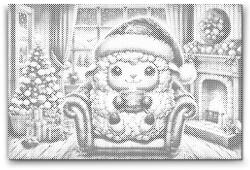  PontPöttyöző - Karácsonyi bárányok és egy csésze kávé Méret: 40x60cm, Keretezés: Keret nélkül (csak a vászon), Szín: Fekete