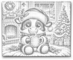 PontPöttyöző - Karácsonyi tehén és egy csésze kávé Méret: 40x50cm, Keretezés: Műanyagtáblával, Szín: Fekete