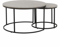 Mobikon Set 2 masute cafea mdf gri metal negru Iklin 80x45 cm, 50x40 cm (0000261525) Masa de cafea
