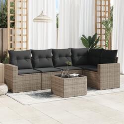 vidaXL Set mobilier grădină cu perne, 6 piese, gri, poliratan (3218930)