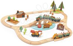 Tender Leaf Pistă de tren din lemn în pădure cu brazi Wild Pines Train set Tender Leaf Toys cu tren și utilaje de lucru animăluțe și natură (TL8702)
