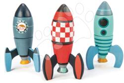 Tender Leaf Joc de construit rachetă din lemn Rocket Construction Tender Leaf Toys jucărie creativă, 3 feluri, cu 18 bucăți (TL8335)