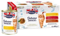 Butcher's Delicious Dinners Cat Meaty selection in Jelly 6x400 g csirke, marhahús és vadhús zselés darabok macskáknak