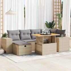vidaXL 8 részes bézs polyrattan akácfa kerti ülőgarnitúra párnával (3328088)