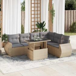 vidaXL 7 részes bézs polyrattan kerti ülőgarnitúra párnákkal (3326650)