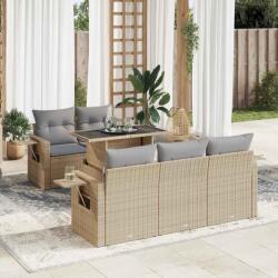 vidaXL 6 részes bézs polyrattan kerti ülőgarnitúra párnával (3326410)
