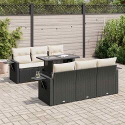 vidaXL 7 részes fekete polyrattan kerti ülőgarnitúra párnával (3326417)