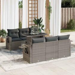 vidaXL 7 részes szürke polyrattan kerti ülőgarnitúra párnákkal (3326421)