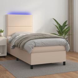 vidaXL cappuccino színű műbőr rugós ágy matraccal és LED-del 90x190 cm (3135860)