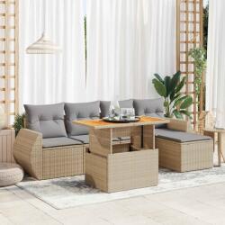 vidaXL 6 részes bézs polyrattan kerti ülőgarnitúra párnával (3327251)