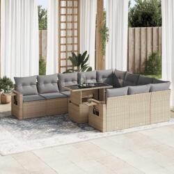 vidaXL 11 részes bézs polyrattan kerti ülőgarnitúra párnákkal (3326550)