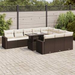 vidaXL 11 részes barna polyrattan kerti ülőgarnitúra párnákkal (3326394)