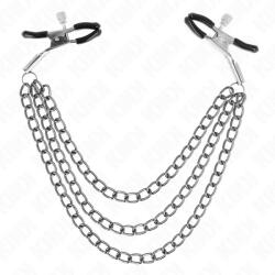 Kink Nipple Grip KINK - 3 láncos mellbimbó csipesz, fekete - szexvital