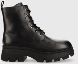 Calvin Klein Jeans bőr bakancs Chunky Combat Laceup Boot fekete, női, lapos talpú - fekete Női 40