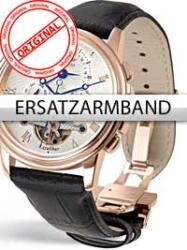 Perigaum Replacement Strap Black 24 mm With Folding Clasp Rose,