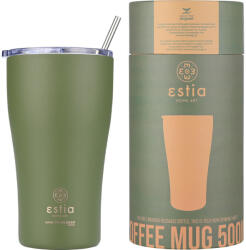Estia Home Art Coffee Mug Save The Aegean Reciclabil Pahar Termos Oțel inoxidabil Fără BPA 500ml Forest Spirit cu Pai 01-23140 (01-23140)