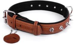 COLLAR Zgardă SOFT din piele cu ţepi - 46 - 60cm, 35mm, maro-negru