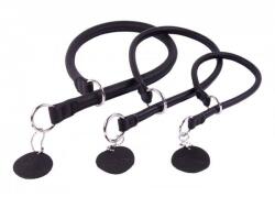 COLLAR Zgardă rotundă strângere din piele - 50cm, 10mm - negru