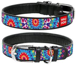 COLLAR Zgradă din piele WAUDOG Flowers, neagră 19 - 25 cm, 12 mm