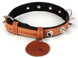 COLLAR Zgardă SOFT de piele cu ţepi- 30 - 39cm, 20mm, negru-maro