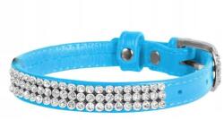COLLAR Zgardă din piele lucioasă cu cristale 21 - 29cm, 12mm - culoare albastru deschis