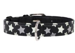 COLLAR Zgardă reflectorizantă din piele cu steluţe, negru 27 - 36 cm, 15 mm