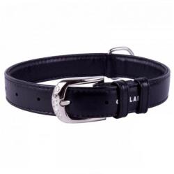 COLLAR Zgardă din piele netedă neagră 38 - 49cm, 25mm