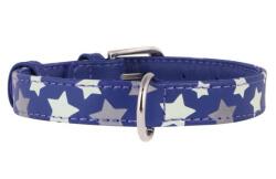 COLLAR Zgardă reflectorizantă din piele cu steluţe, lila 30 - 39cm, 20mm