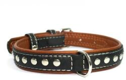 COLLAR Zgardă de piele cu elemente metalice - 27 - 36cm, 15mm - negru