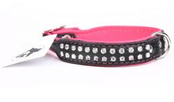  ABC-ZOO Zgardă din piele Zircon Neo, negru cu roz 2 cm x 25 - 30 cm
