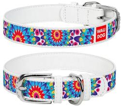 COLLAR Zgardă din piele WAUDOG Flowers - albă 2 cm x 30 - 39 cm