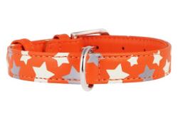 COLLAR Zgardă reflectorizantă din piele cu steluţe, portocaliu 27 - 36 cm, 15 mm
