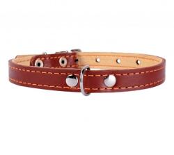 COLLAR Zgardă de piele dublu strat - 32 - 40cm, 20mm - maro, bej