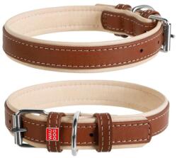 COLLAR Zgardă din piele Soft pentru câini - 38- 49cm, 25mm, maro- bej