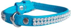 COLLAR Zgardă din piele lucioasă cu cristale 19 - 25cm, 9mm - culoare albastru deschis