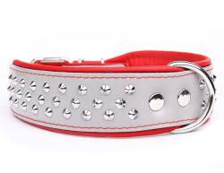  ABC-ZOO Zgardă cu capse Neo, gri cu roșu 4 cm x 32 - 41 cm