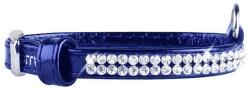 COLLAR Zgardă din piele lucioasă cu cristale, 18 - 21cm, 9mm - albastră