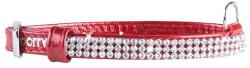 COLLAR Zgardă din piele lucioasă cu cristale, 21 - 29cm, 12mm - roșie