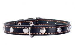 COLLAR Zgardă piele decorată - 27 - 35cm, 14mm - negru